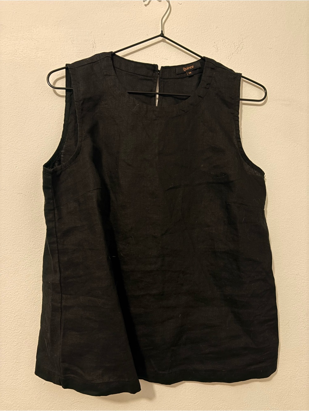 Quince Black Sleeveless Linen-Blend Shell Top